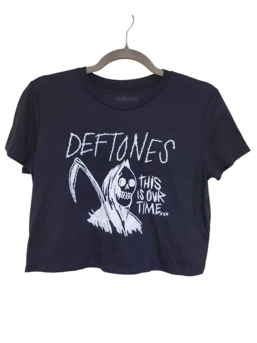 Deftones This is Our Time Women's Black Reaper Cropped Baby Tee NuMetal S